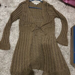 CAbi Brown Open-Front Cardigan